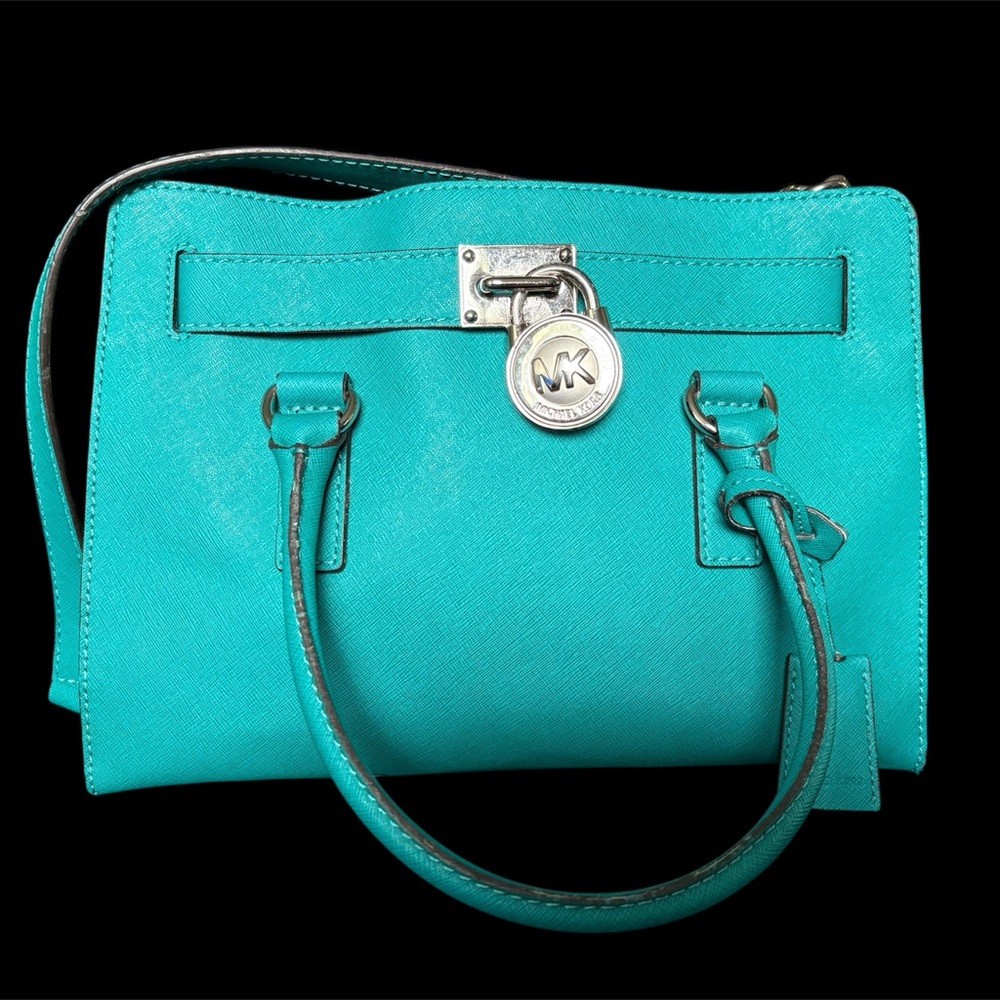 Michael Kors Blue Satchel with Silver Hardware